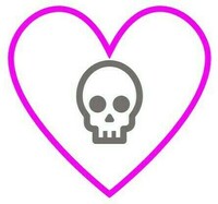 graphic of a skull in a heart, representing Valloween